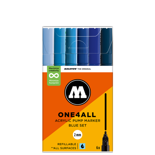 Molotow One4all maalitussisarja 127HS 6kpl BLUE SET 2mm